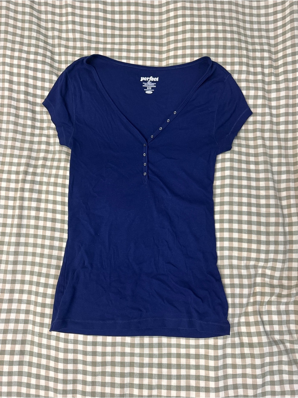 Scoop Neck Short Sleeve Top in Navy